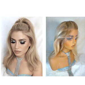 18 Inch Layered Customized Blonde Wig With Lowlights and Layers